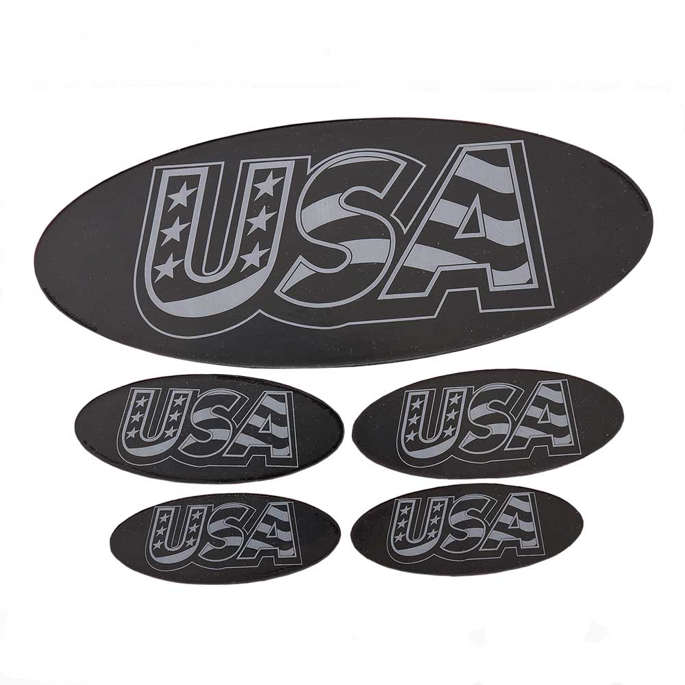 USA with Flag RealWheels Peterbilt Engraved Emblem Kit for Shifter Plates, Door Sills, Foot Pedals