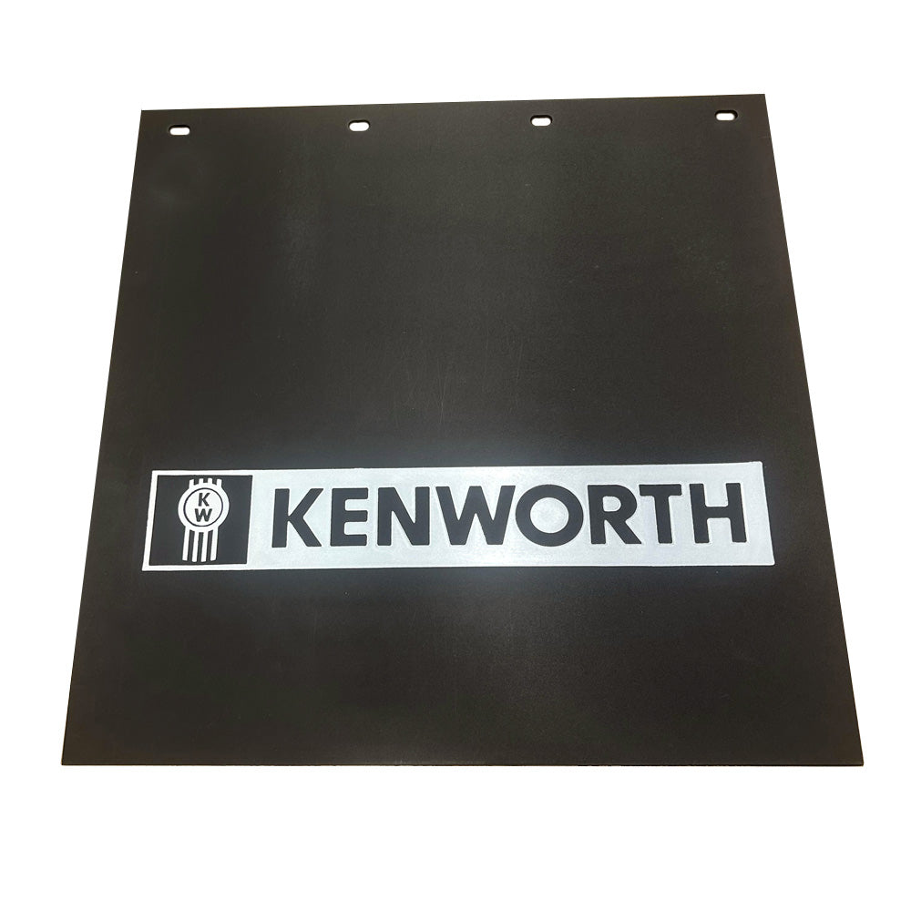 24" x 24" Black Poly Mud Flap with Silver Kenworth Logo