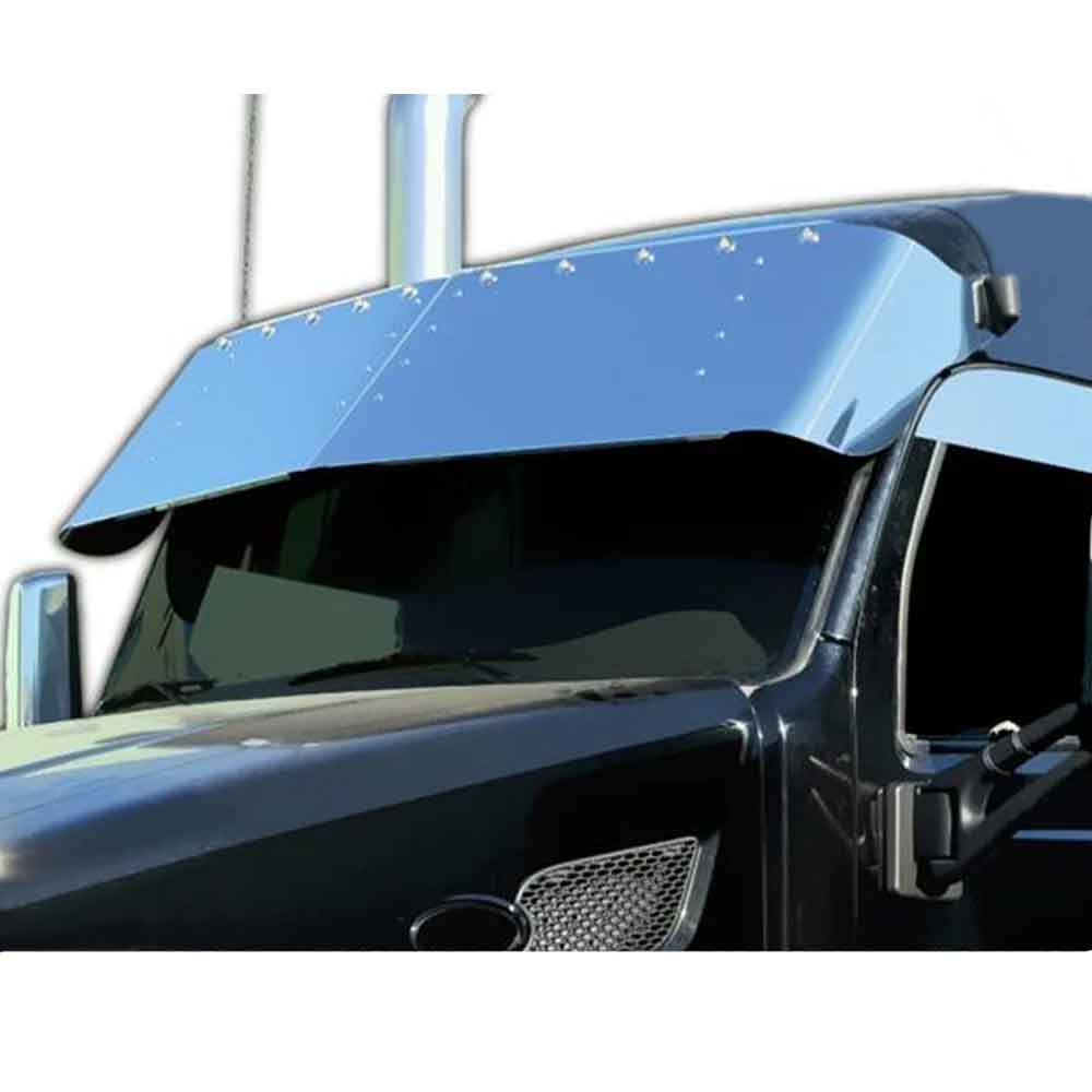 18" Aluminum Drop Visor with 3/4" Light Holes 2012-2021 Peterbilt 579, 567 Mid and High Roof