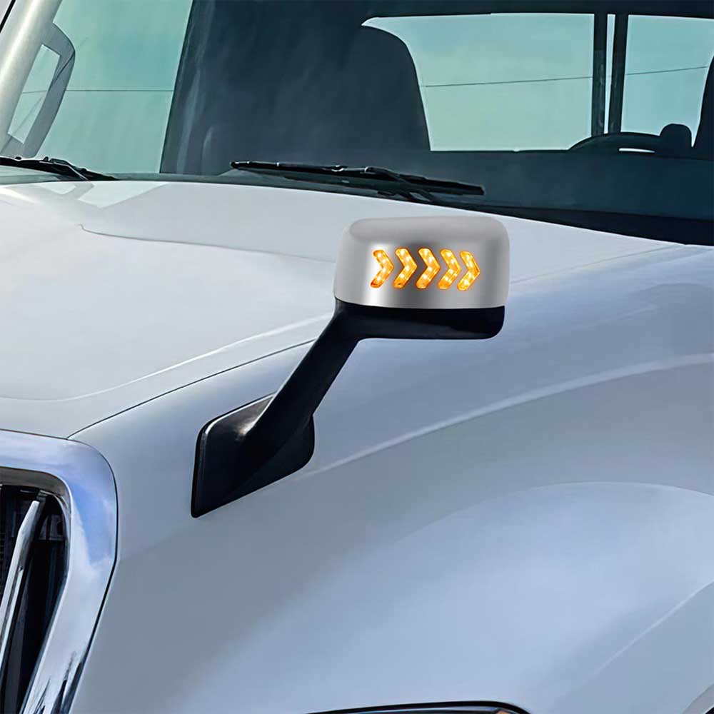 International LT 2018+ Hood Mirror Assembly with LED Sequential Turn Signal