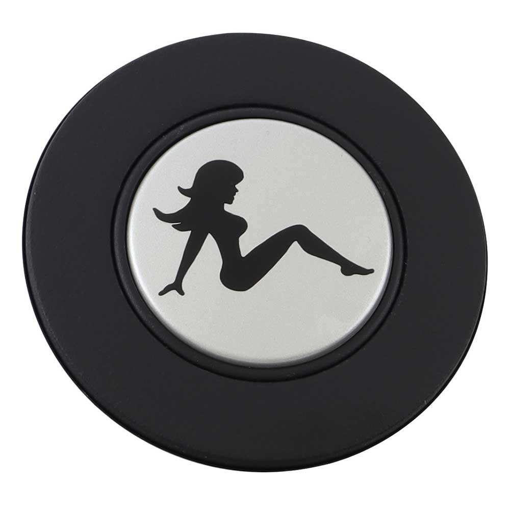Magnetic Horn Button with Sitting Lady on Silver Medallion