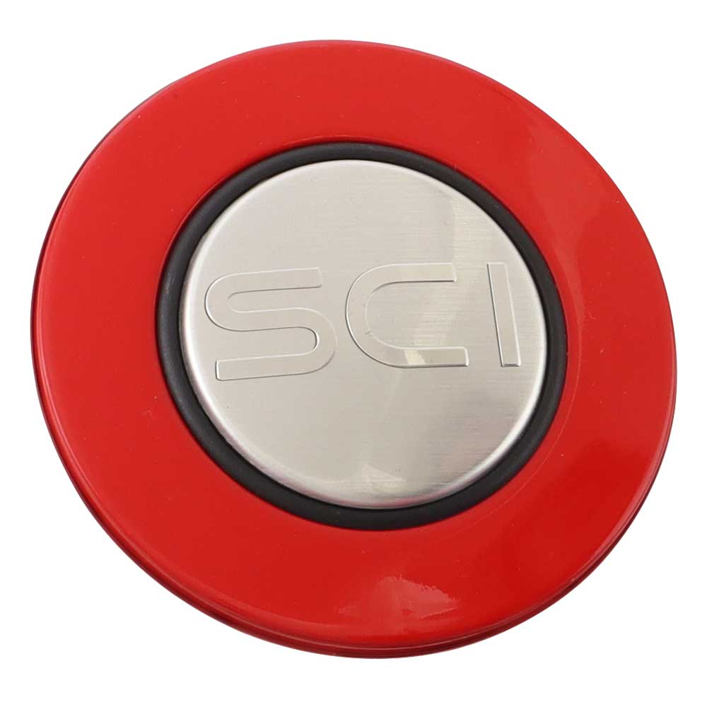Magnetic Horn Button with SCI on Silver Medallion - Viper Red