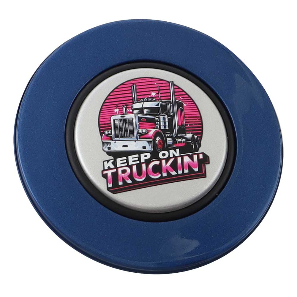 Magnetic Horn Button with Keep On Truckin on Silver Medallion