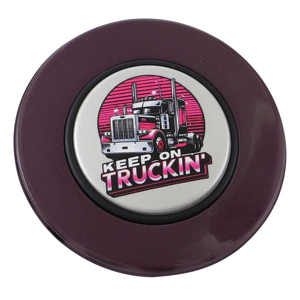 Magnetic Horn Button with Keep On Truckin on Silver Medallion