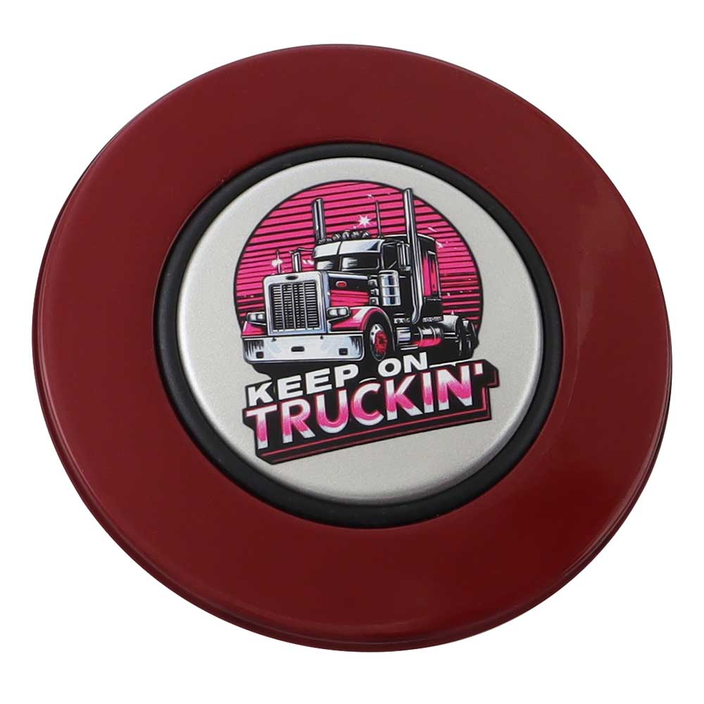 Magnetic Horn Button with Keep On Truckin on Silver Medallion