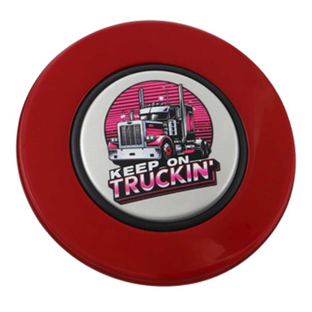 Magnetic Horn Button with Keep On Truckin on Silver Medallion