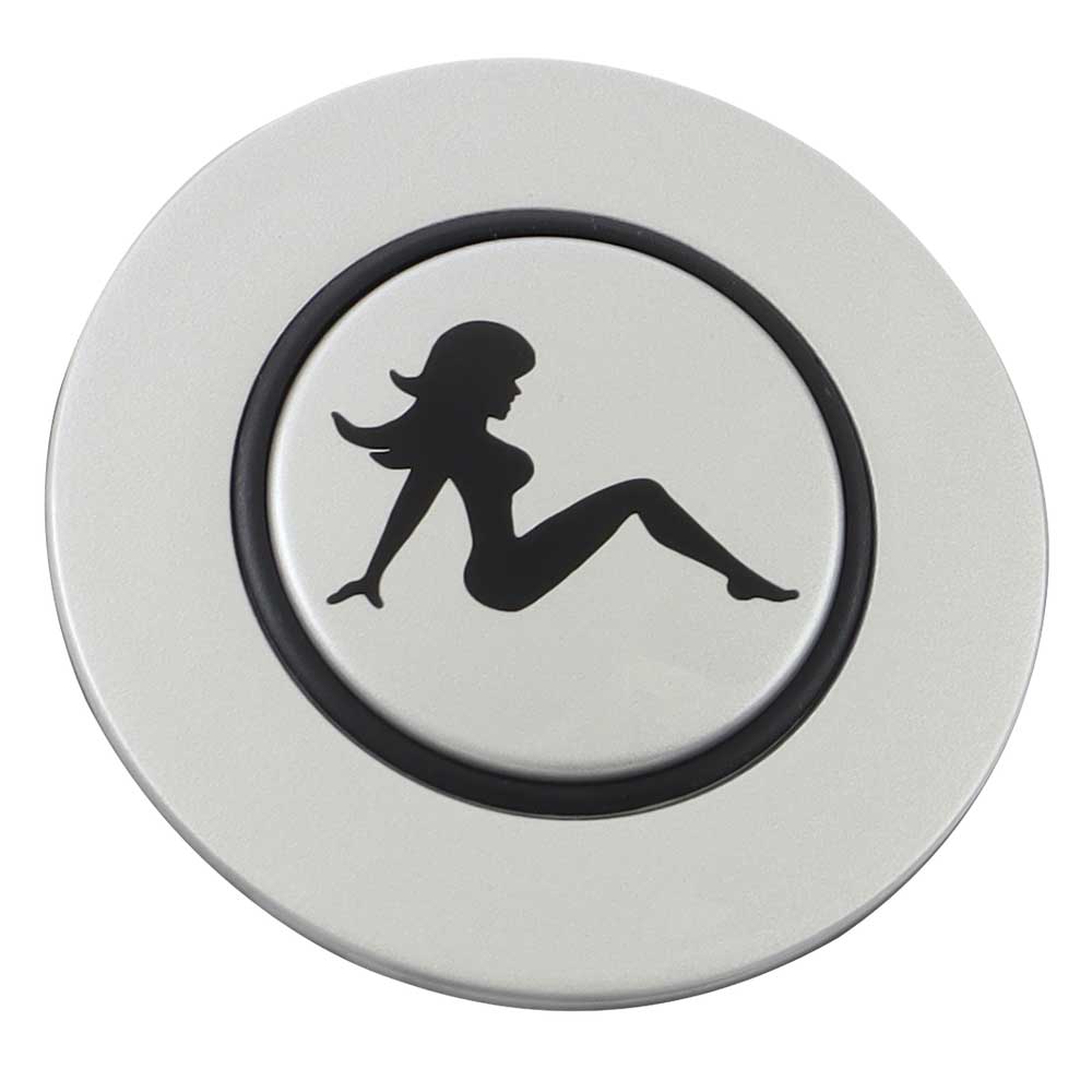 Magnetic Horn Button with Sitting Lady on Silver Medallion