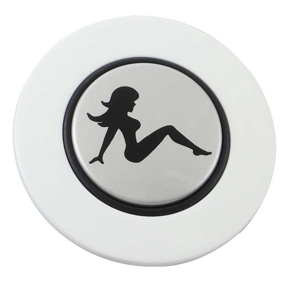 Magnetic Horn Button with Sitting Lady on Silver Medallion
