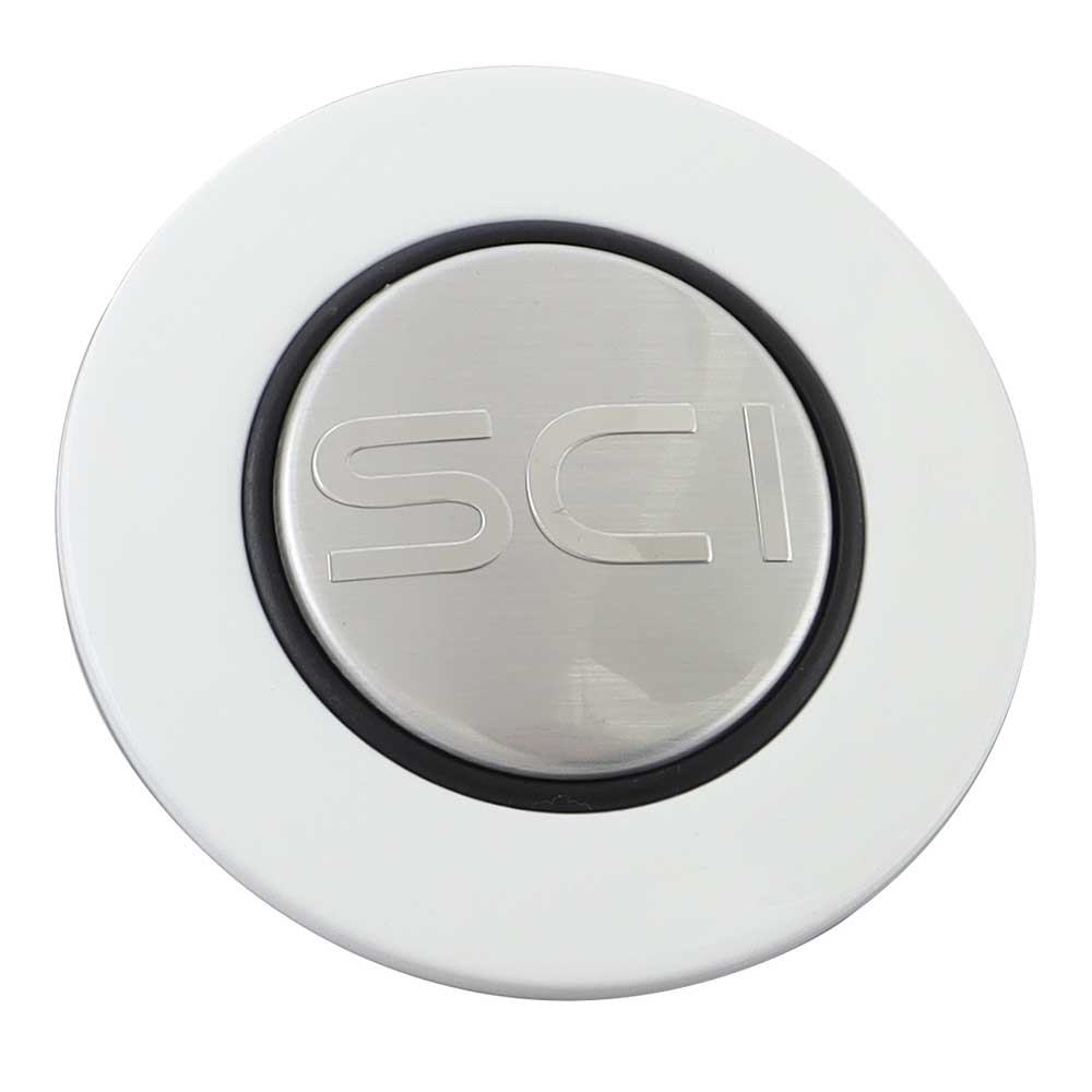 Magnetic Horn Button with SCI on Silver Medallion - White