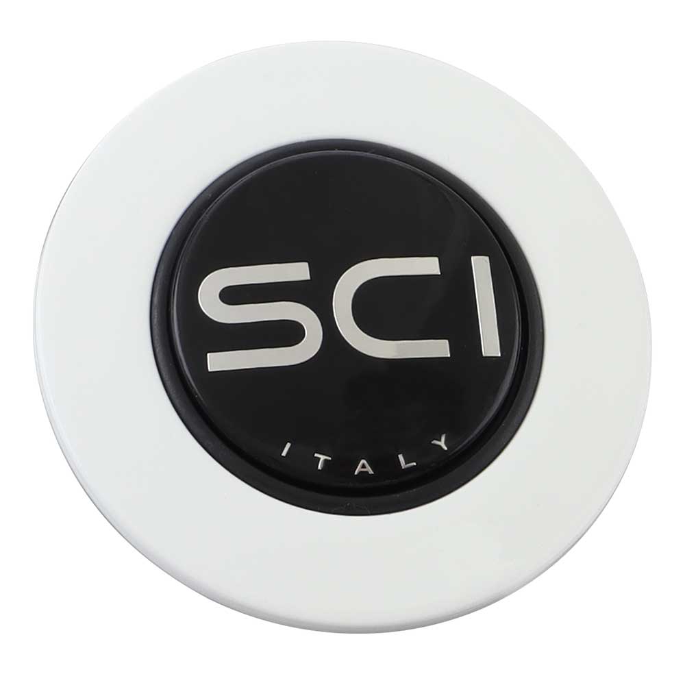 Magnetic Horn Button with SCI on Black Medallion - White
