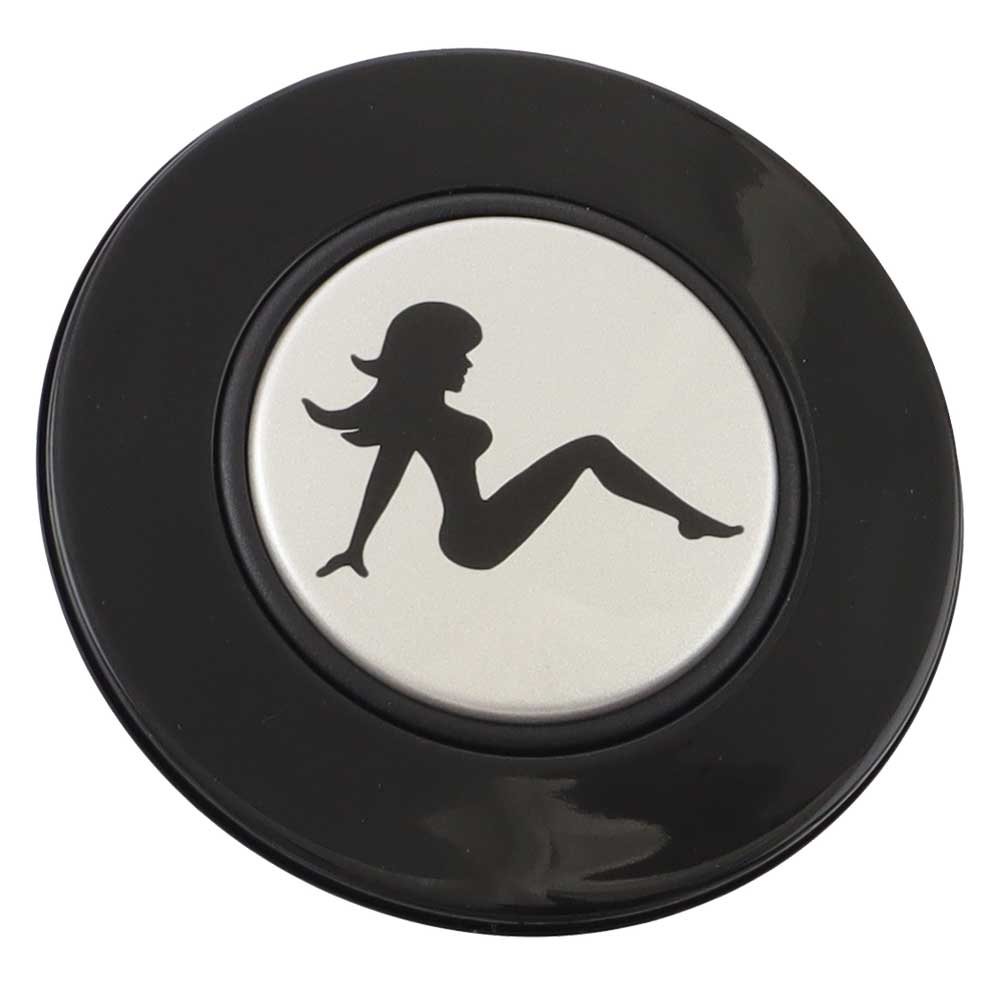 Magnetic Horn Button with Sitting Lady on Silver Medallion