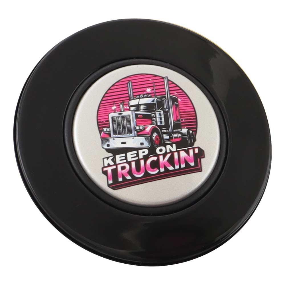 Magnetic Horn Button with Keep On Truckin on Silver Medallion
