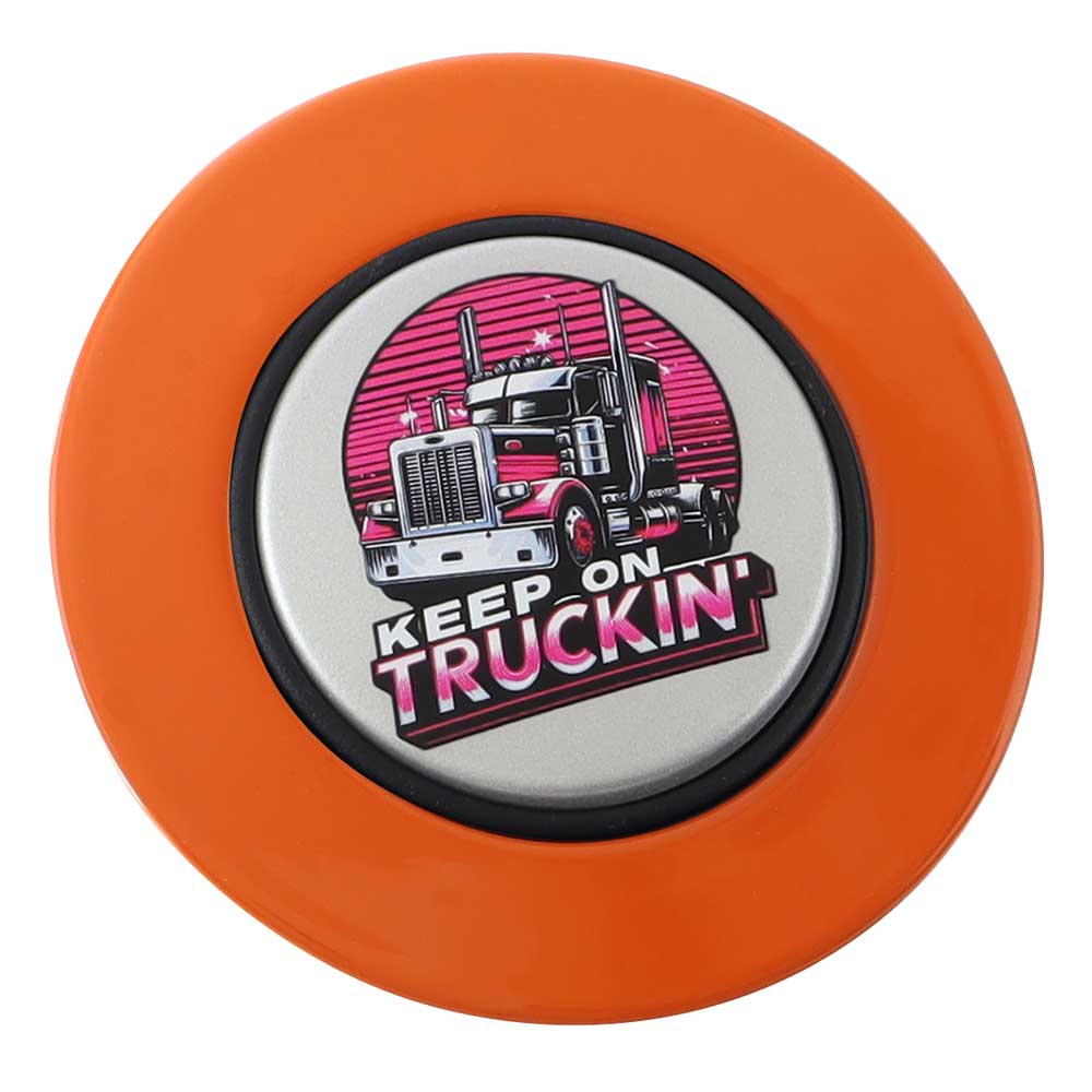 Magnetic Horn Button with Keep On Truckin on Silver Medallion
