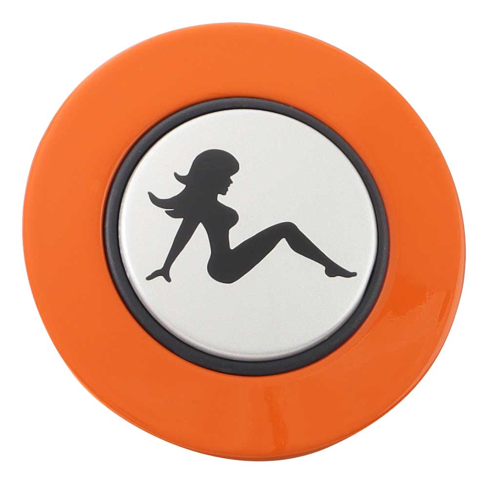 Magnetic Horn Button with Sitting Lady on Silver Medallion