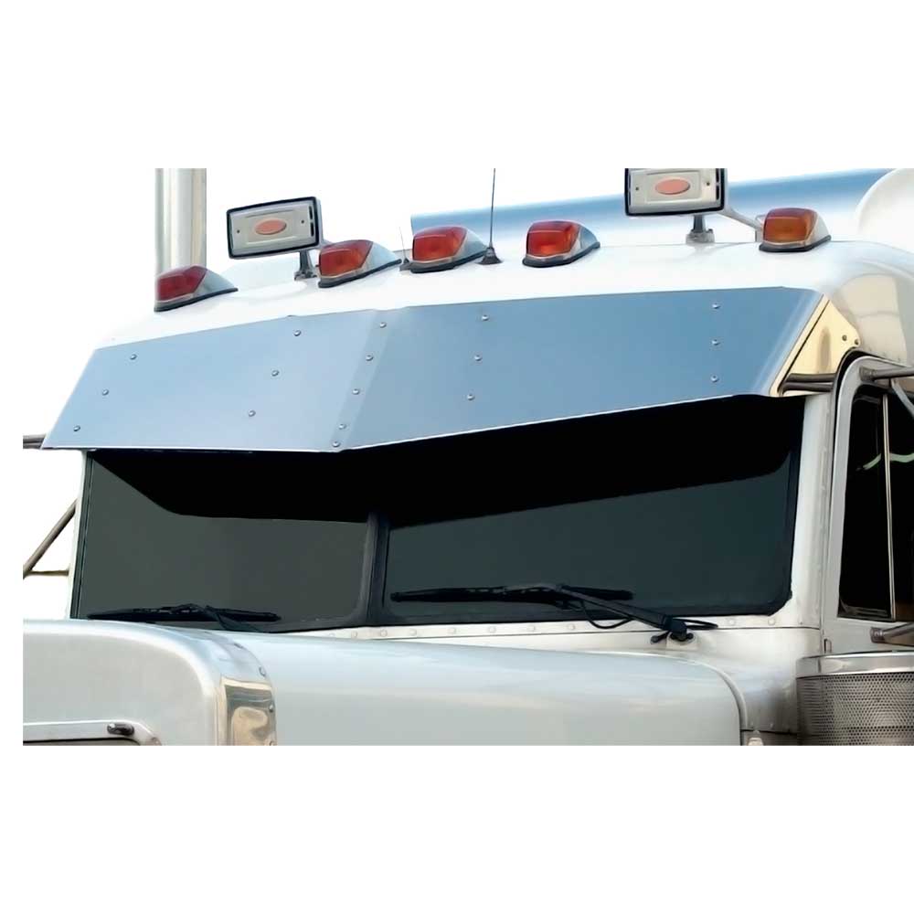 Peterbilt 300 Series 1996-2001 Stainless Door Mounted Mirrors 14" to 16" V-Style Visor