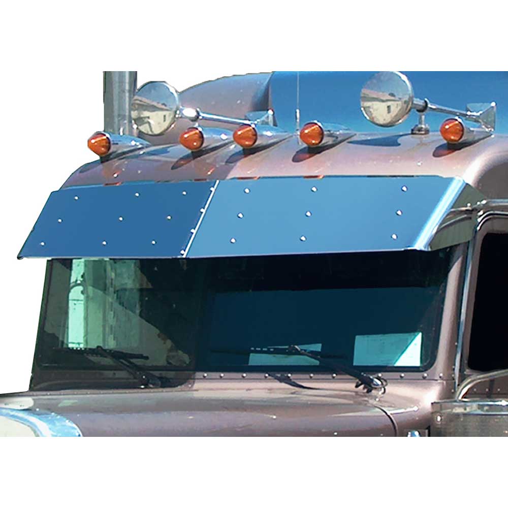 2005-24 Peterbilt 300 Series 14-1/2" Stainless Cab Mounted Mirrors Drop Visor