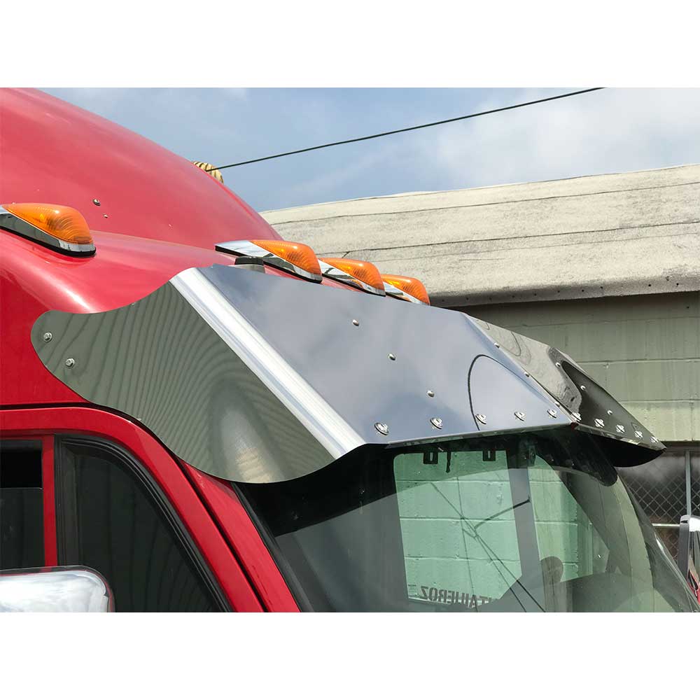 18" x 15" Stainless Bow-Tie Visor for 1999-2016 Peterbilt 387, 587