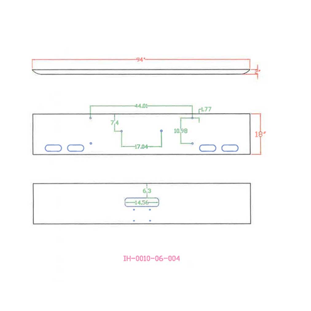 Western Star 4900SF 18" Texas Square Chrome Bumper With 4 Oval Led Light Cutouts