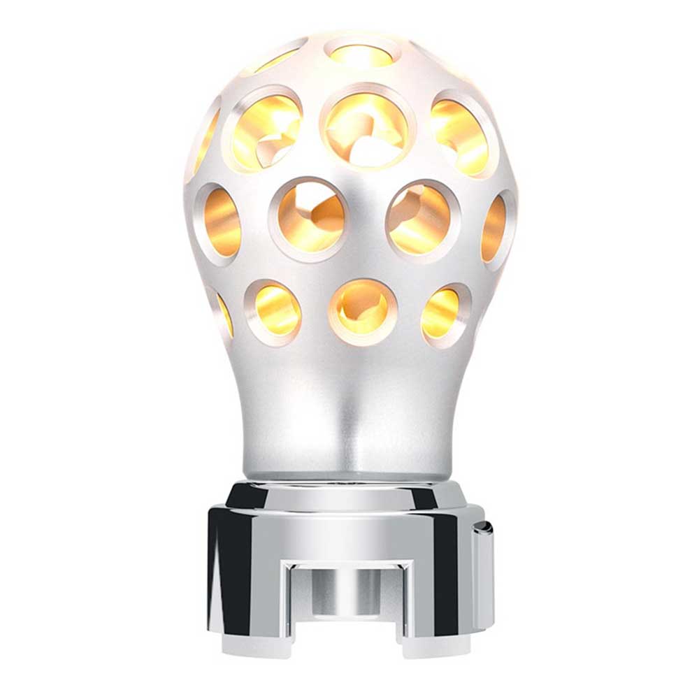 Silver Thread-On Anodized Phoenix Style Ball Gearshift Knob with LED 13/15/18 Adapter