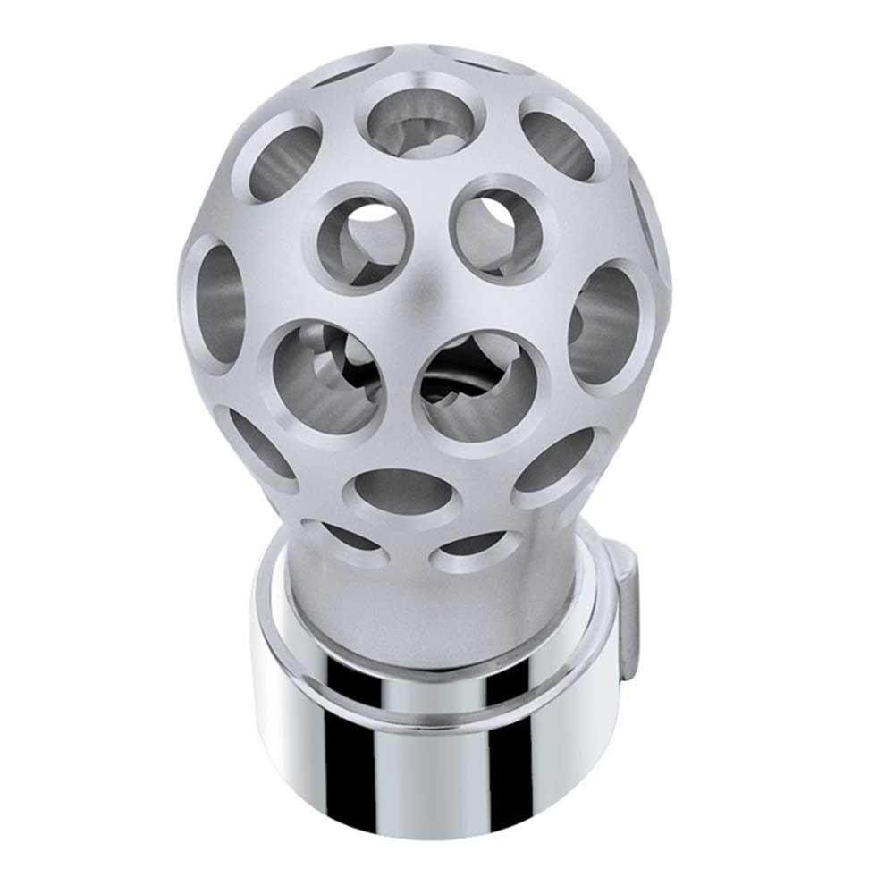 Silver Thread-On Anodized Phoenix Style Ball Gearshift Knob with LED 13/15/18 Adapter