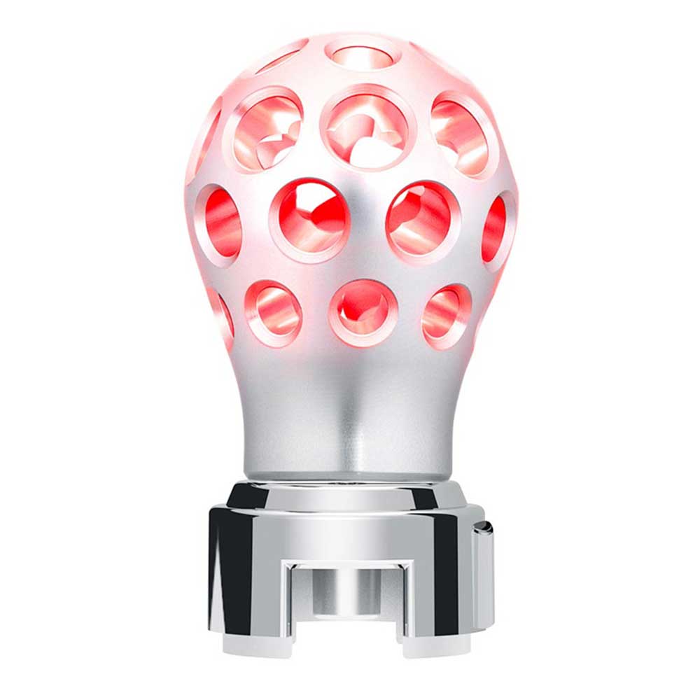 Silver Thread-On Anodized Phoenix Style Ball Gearshift Knob with LED 13/15/18 Adapter