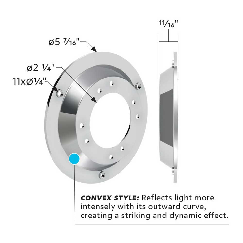 4" Convex Chrome Sleeper Bunk LED Adapter for 2" Watermelon Light