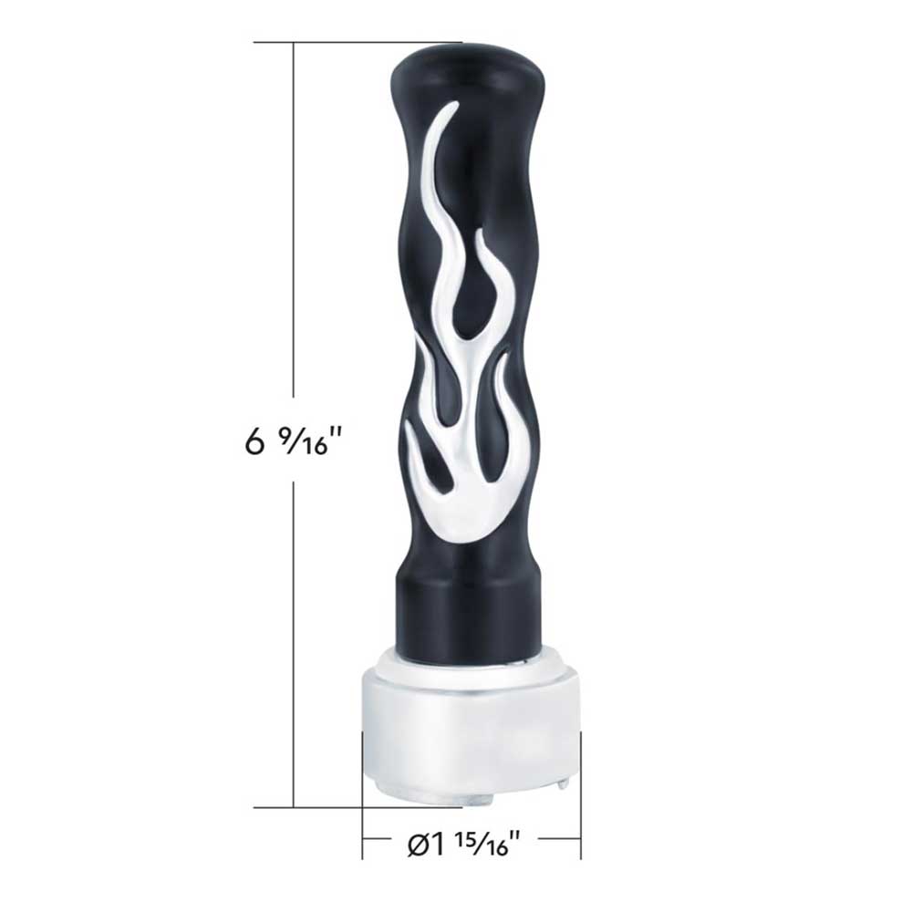 Black, Chrome Flame Thread On GearShift with 9/10 Speed Adapter