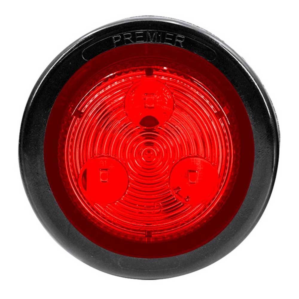 2" Low Profile Round Red 3 LED Marker Light with Grommet & Plug