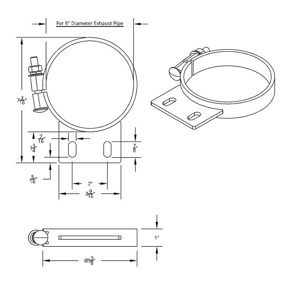 5"D x 1"W Peterbilt Chrome Exhaust Clamp