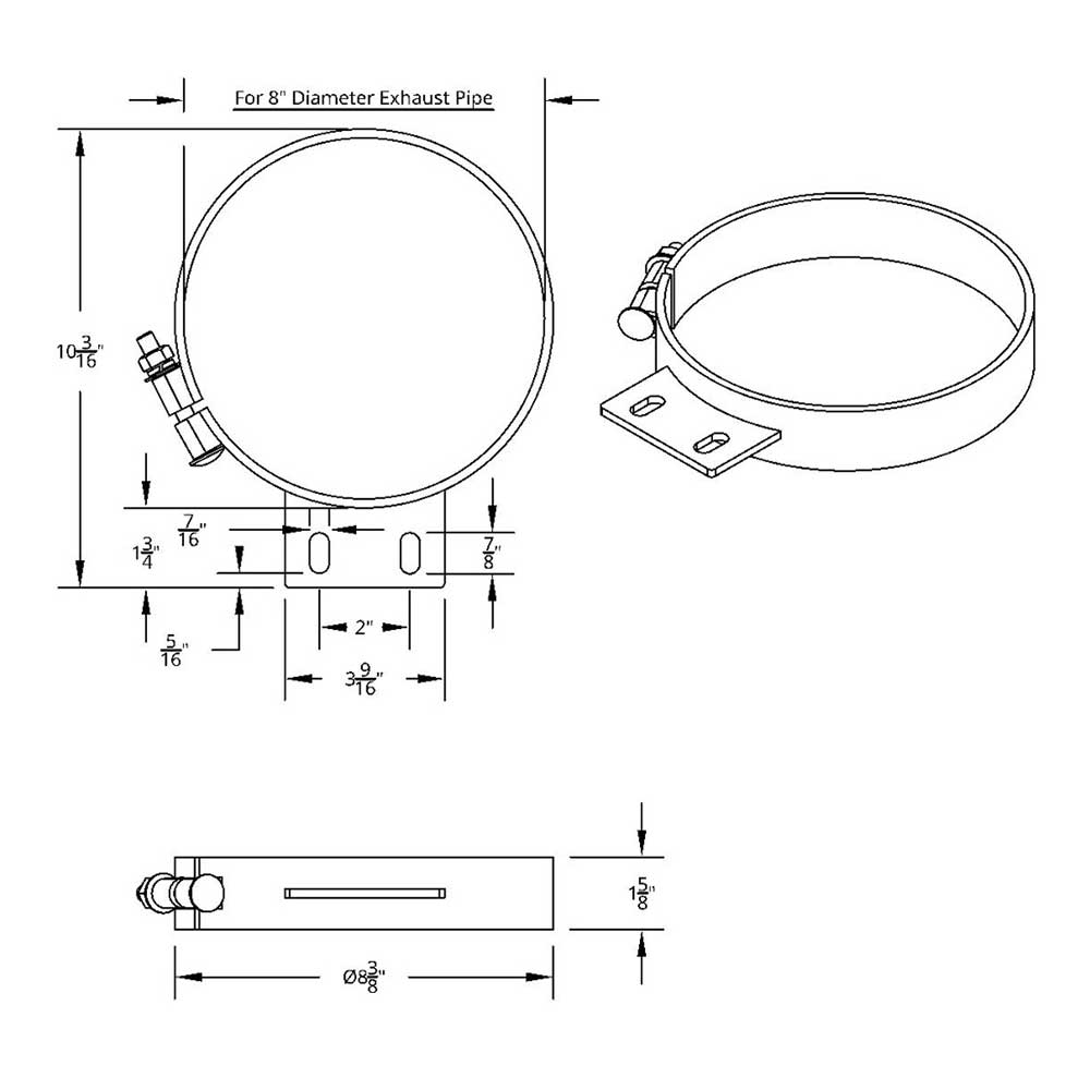 8"D x 1"W Peterbilt Chrome Exhaust Clamp