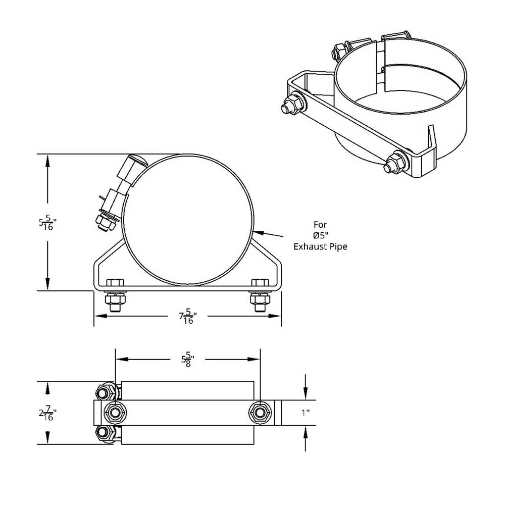 5" Stainless Steel Wide Band Mounting Exhaust Clamp