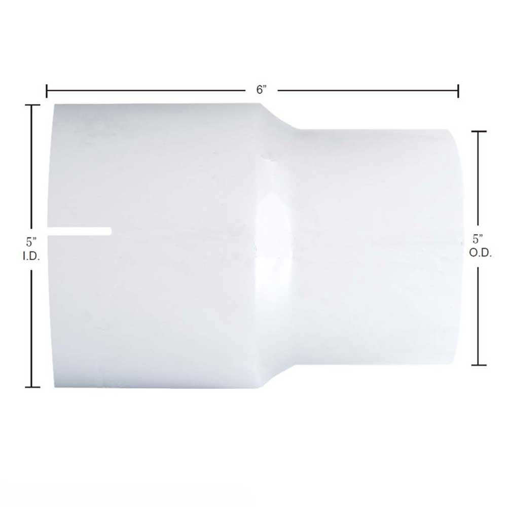 5"ID to 5"OD x 6"L Aluminized Exhaust Connector