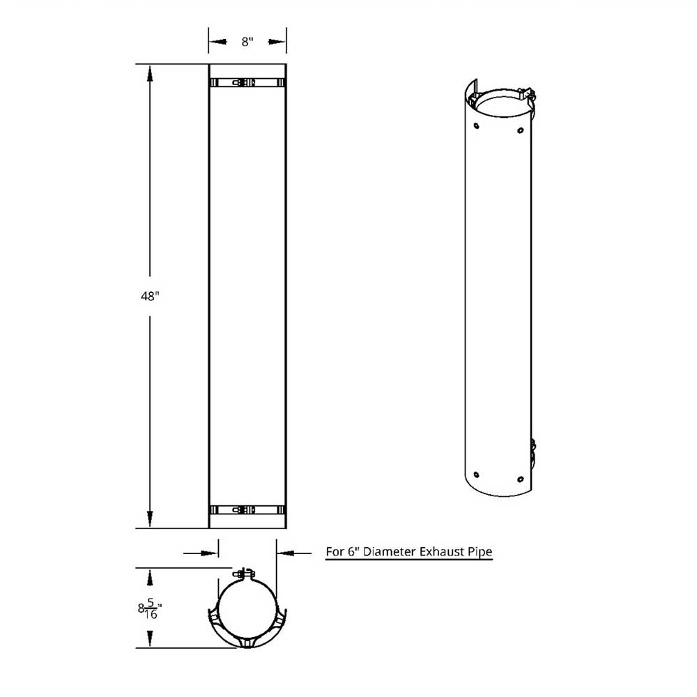 6"D x 48"L 180 Degree Stainless Steel Muffler Guard