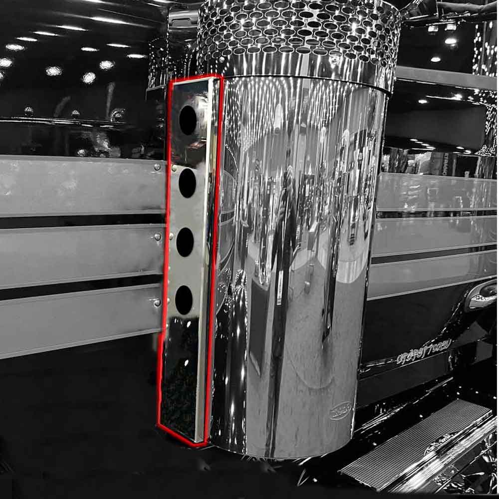 Peterbilt 589 Rear SS Air Cleaner Panels Strap Design with Four Watermelon Cutouts