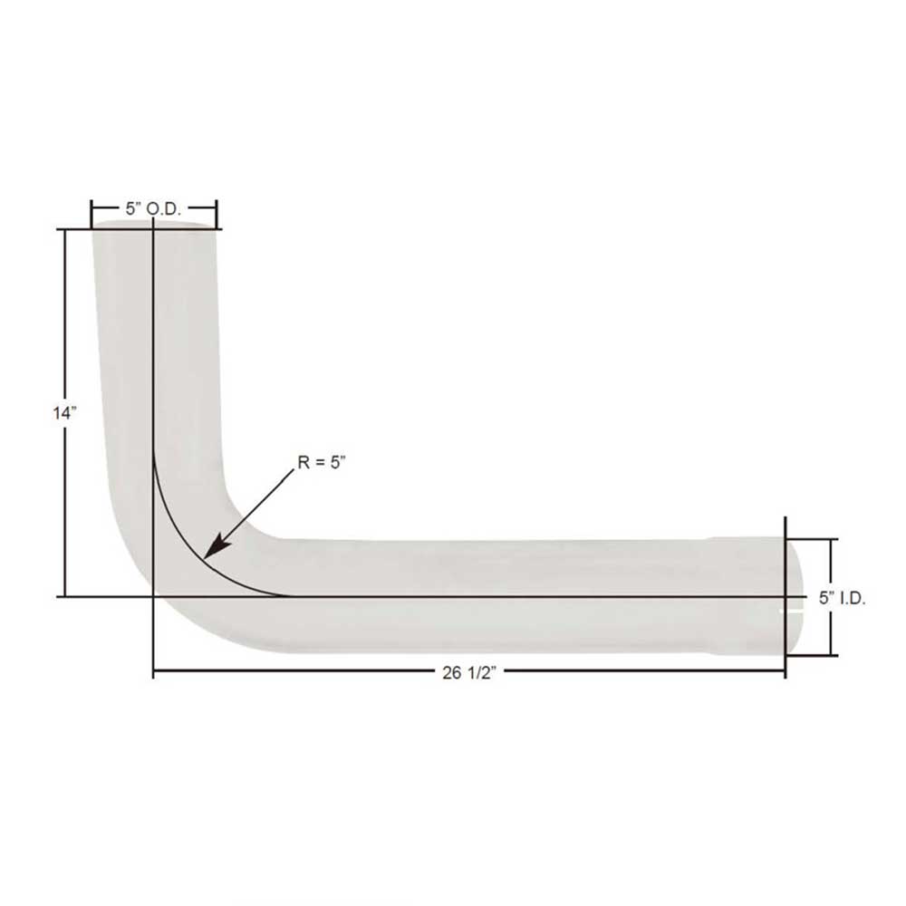 Freightliner 5"OD, 5"ID x 14" x 26-1/2" Aluminized 90 Degree Elbow