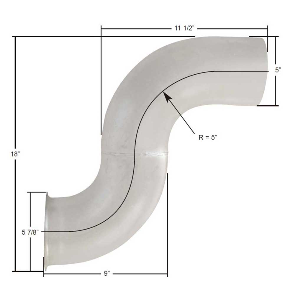 Freightliner 5"D x 9" x 11-1/2" Aluminized Elbow, OEM 04-17094-012