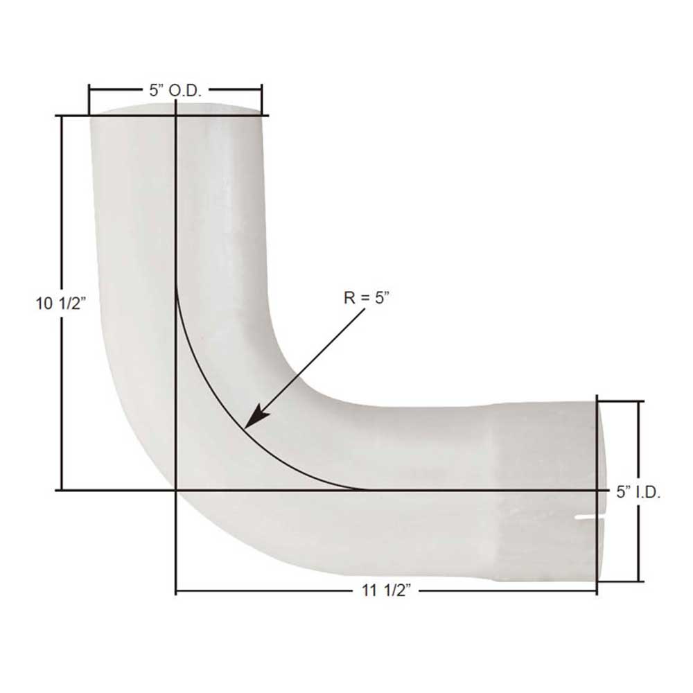 5" Kenworth T600, T800, W900 90 Degree Aluminized Elbow, OEM K180-8047