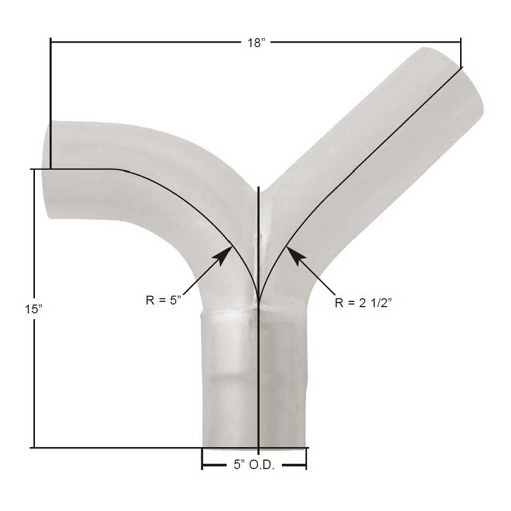 5"OD Kenworth W900B, W900L, T600, T800 Y Divider, K180-18028