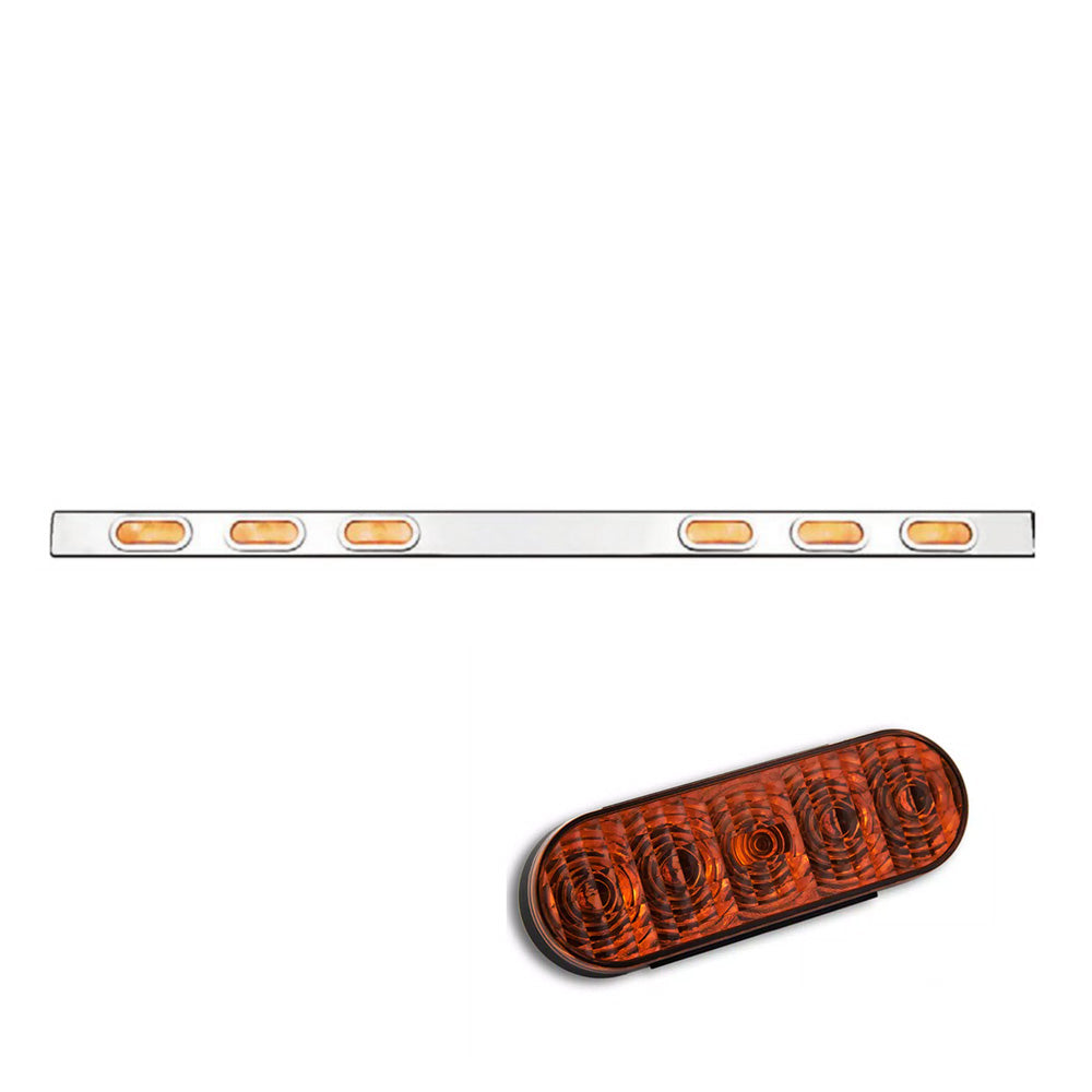 94" Bumper Bar with 6 Amber Oval LED lights with Bezels