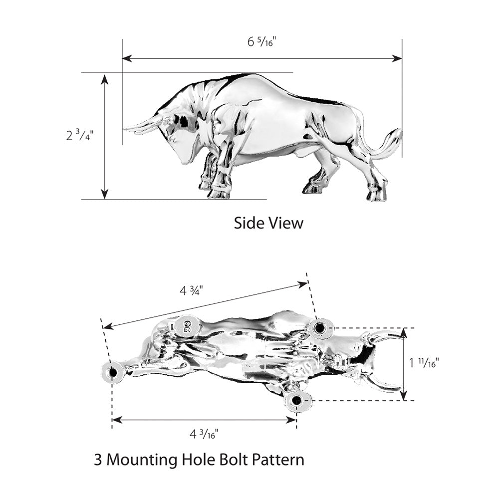 Chrome Fighting Bull Hood Ornament