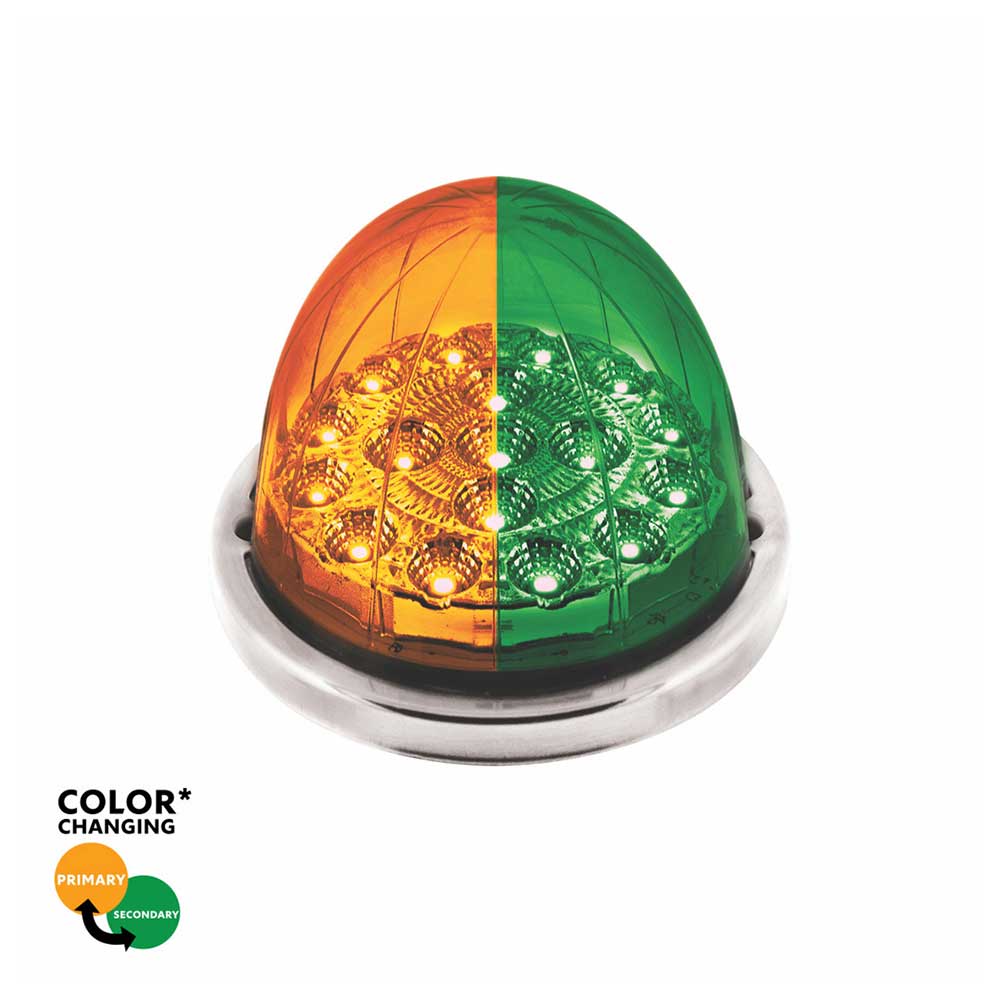 3" Double Fury Clear Lens 17 LED Watermelon Light Flush Mount Kit with Low Profile SS Bezel
