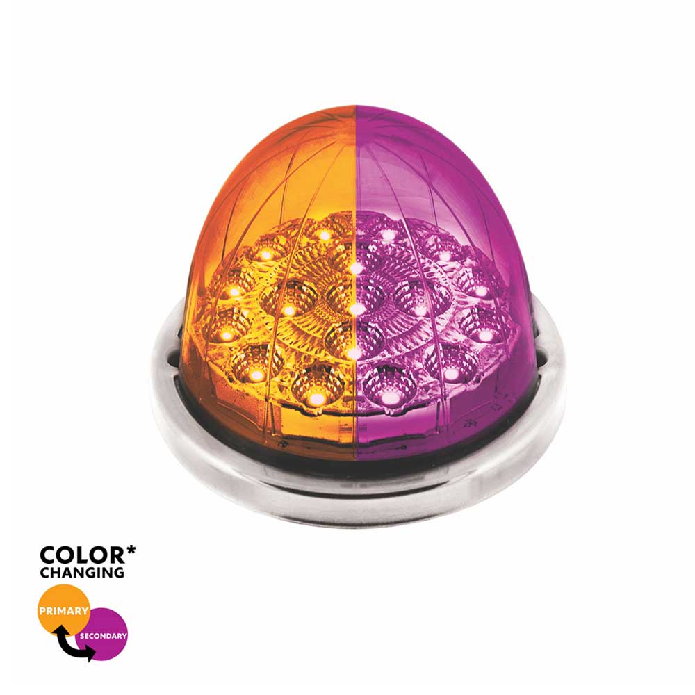 3" Double Fury Clear Lens 17 LED Watermelon Light Flush Mount Kit with Low Profile SS Bezel