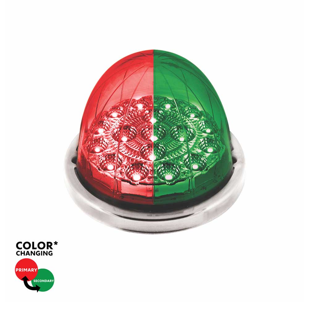 3" Double Fury Clear Lens 17 LED Watermelon Light Flush Mount Kit with Low Profile SS Bezel