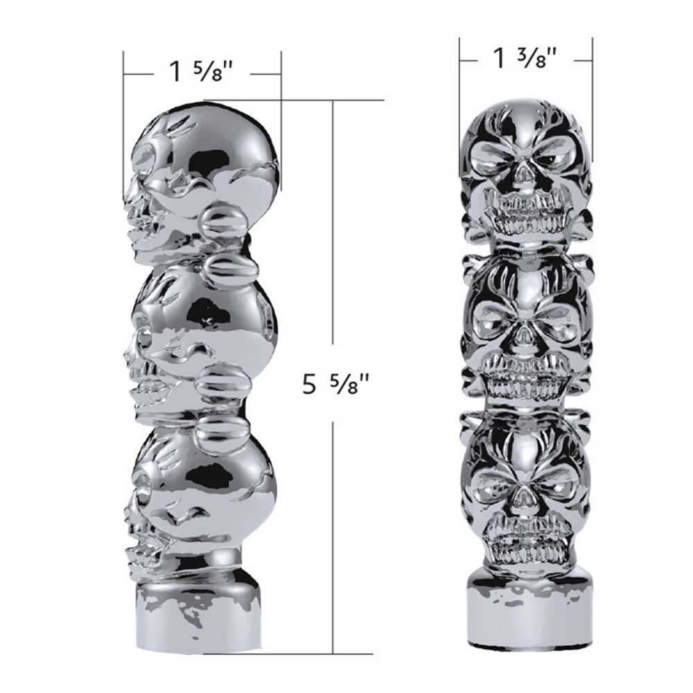 Three Skull Chrome Shift Knob 1/2"-13 Thread On