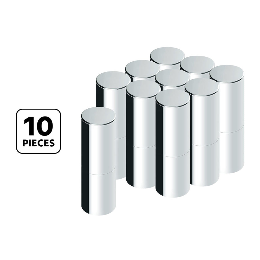 33mm x 7-1/4" Chrome Plastic Tall Cylinder Nut Cover Thread-On (10 Pack)