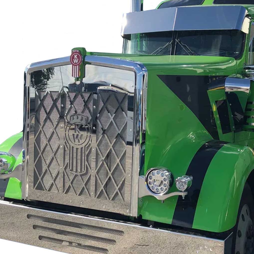 Kenworth W900L Stainless Steel Big Diamond Grill with Logo & Mesh