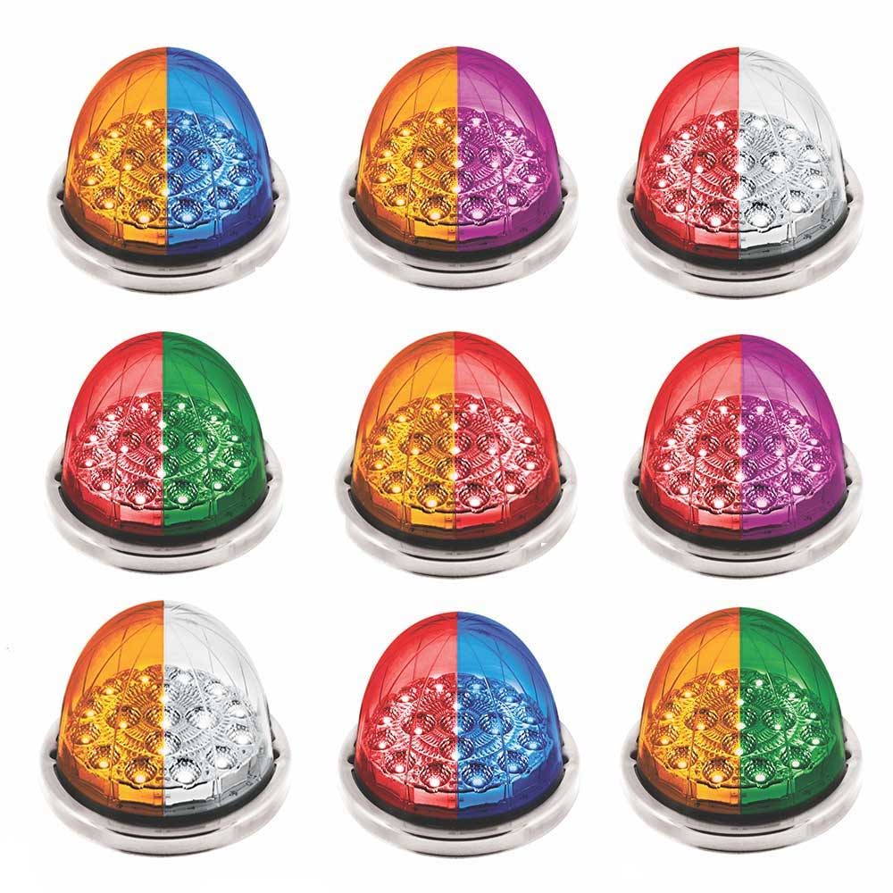 3" Double Fury Clear Lens 17 LED Watermelon Light Flush Mount Kit with Low Profile SS Bezel