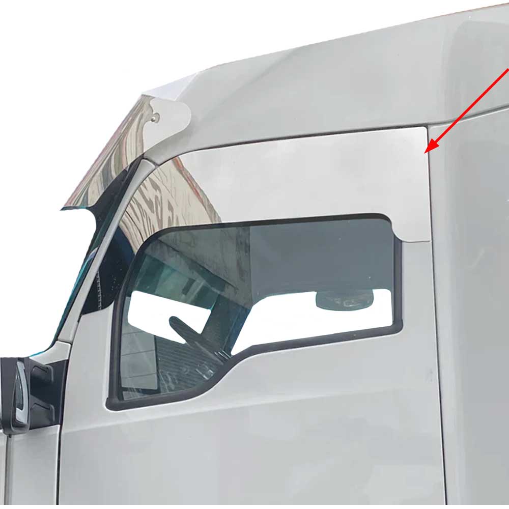 8" Chop Top with Front Curve for Kenworth T680, T880 Stainless Steel