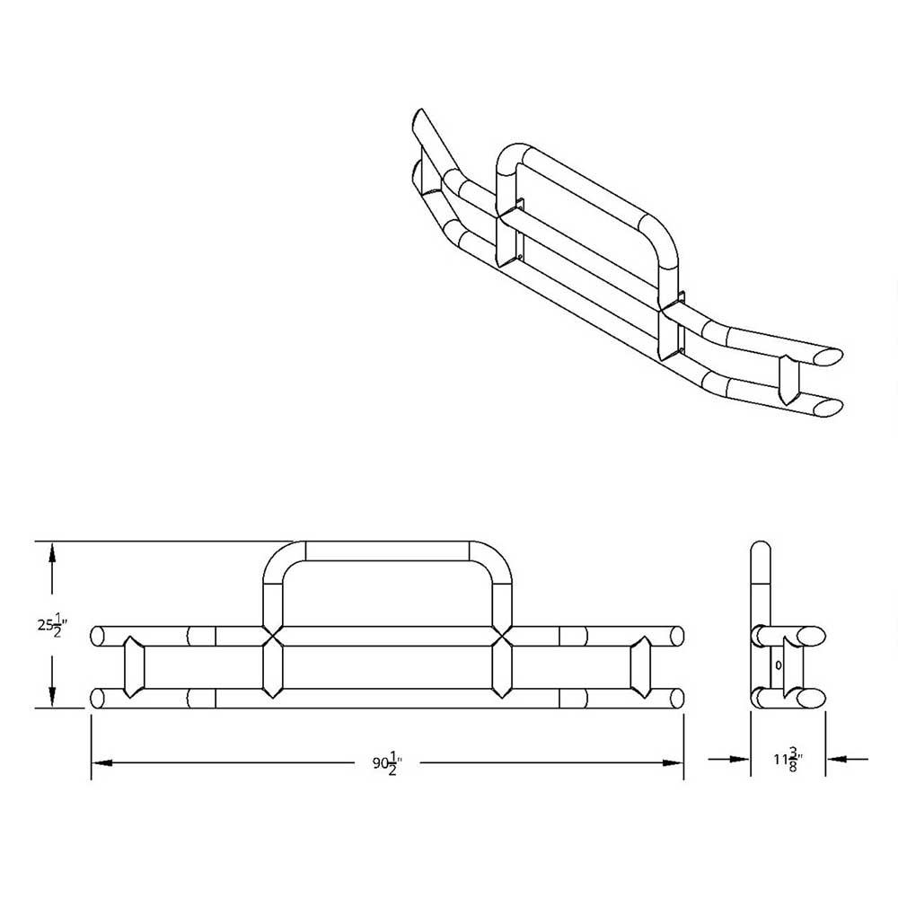 HighwayShield I10 SS Grille Guard, Bracket Kit for 2013-2021 KW T680