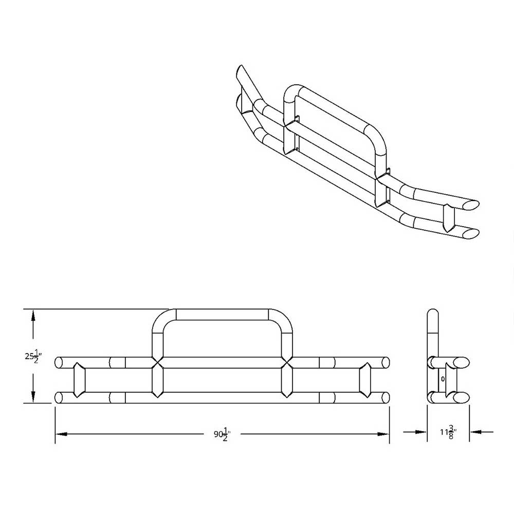 HighwayShield I10 SS Grille Guard, Bracket Kit for 2018+ Volvo VNL